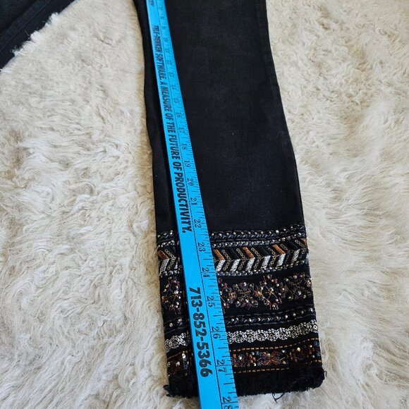 Frank Lyman Women’s Black Embroidery Legs Pants Size M - Picture 7 of 10